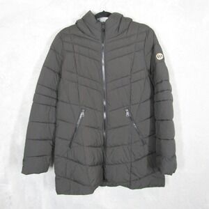 Bernardo Women's Large Hooded Puffer Coat Black Quilted Full Circle Jacket